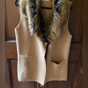 Faux Suede/Fur Vest- Size Large